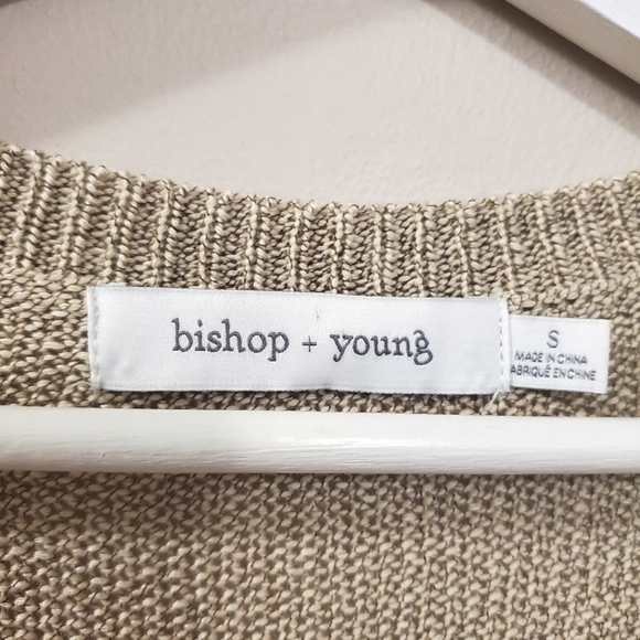 Bishop + Young - Oatmeal V-Neck Fringe Sweater - Size S (NWT) - Picture 5 of 8